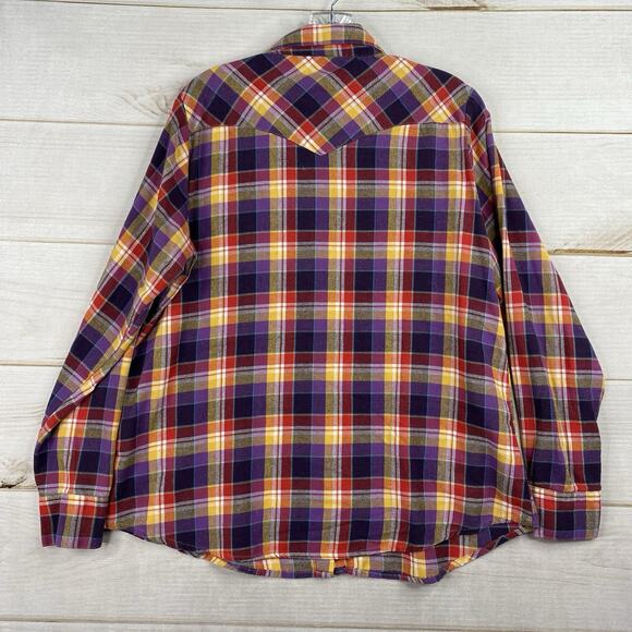 Wrangler Pearl Snap Shirt Womens XL Multi Color Plaid Flannel Western Cowgirl - Picture 9 of 9